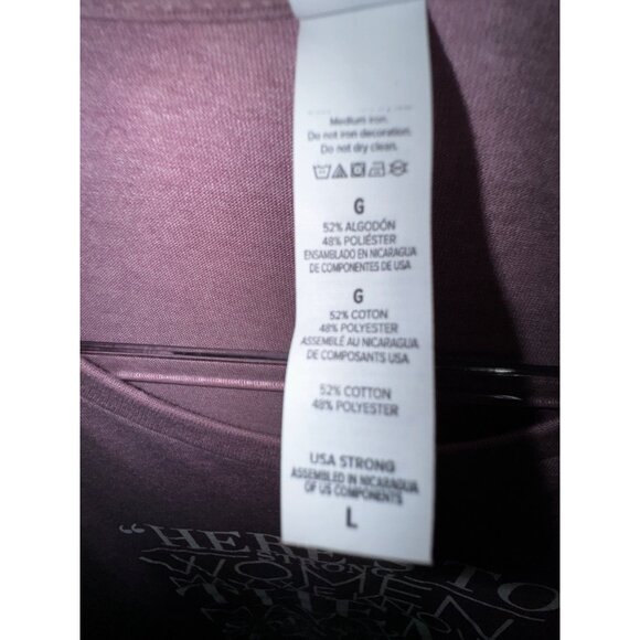 Bella+Canvas Womens Graphic Tee "Here's To Strong Women" Large Purple White Cute - Picture 4 of 7